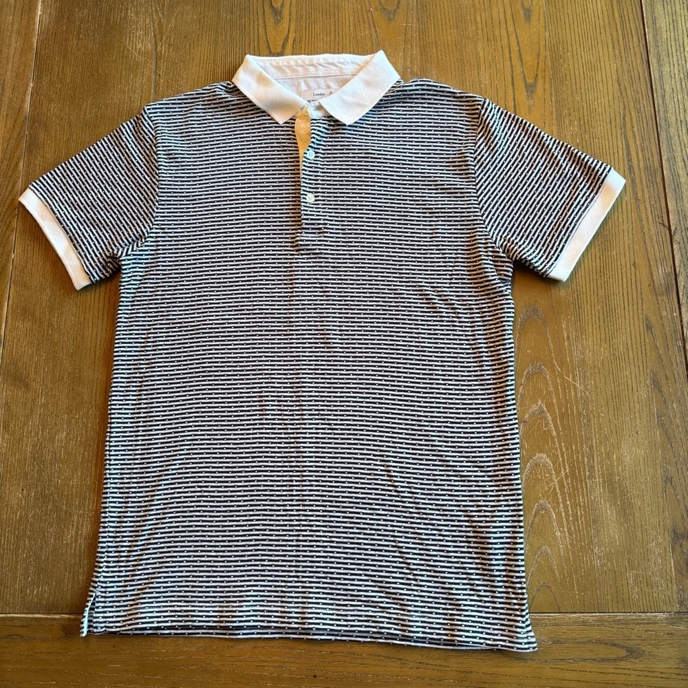 Classic Black and White Striped Peter Werth Polo Shirt NWT Size M